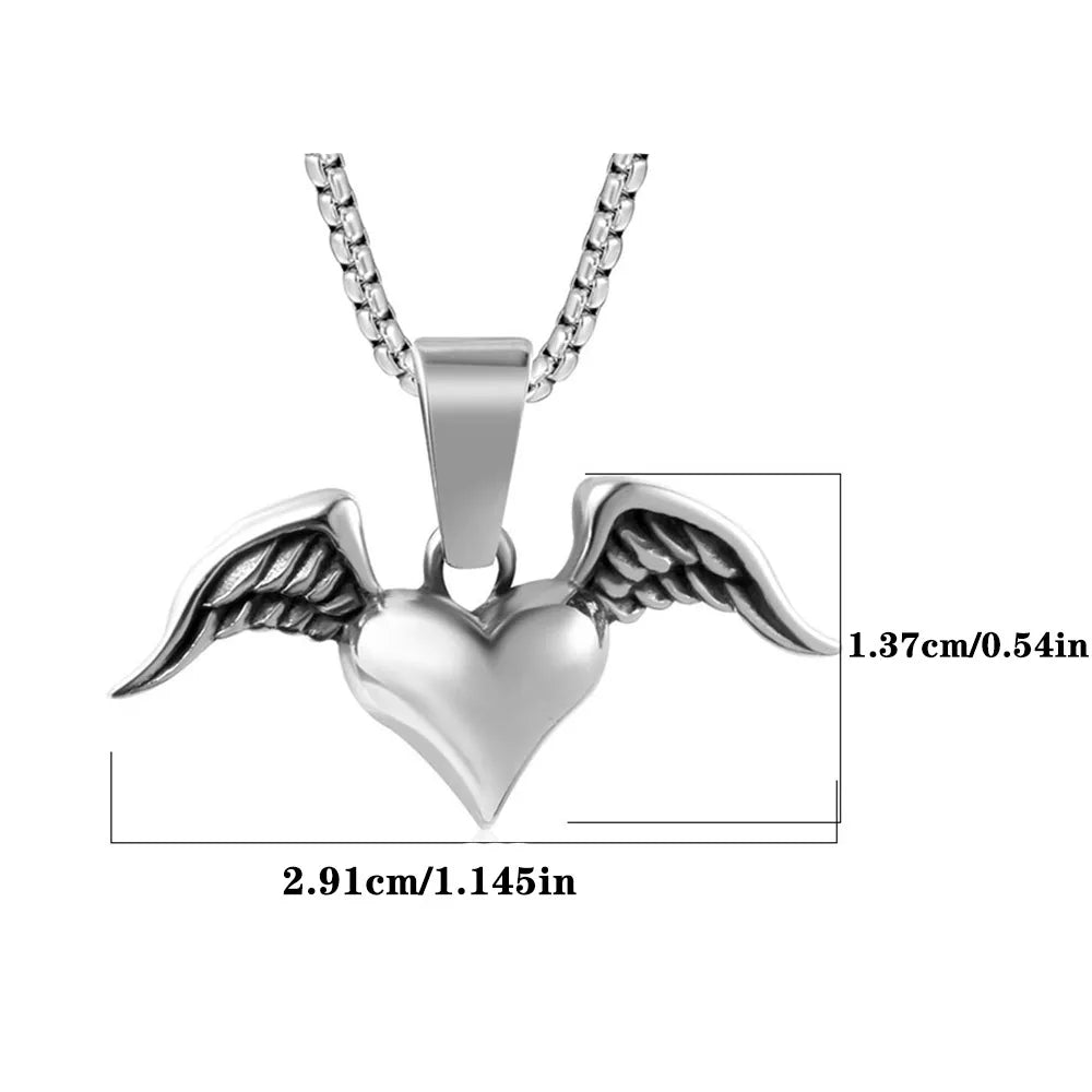 IG Style Cool Style Heart Shape Wings 304 Stainless Steel Unisex Pendant Necklace