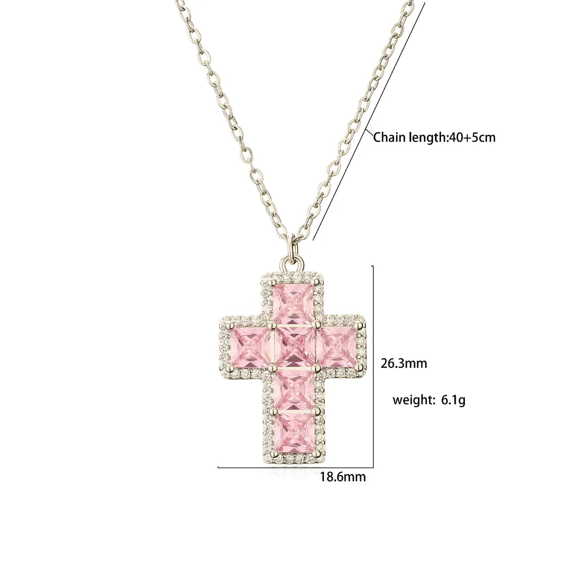 Ig Style Cross Copper Inlay Zircon Pendant Necklace