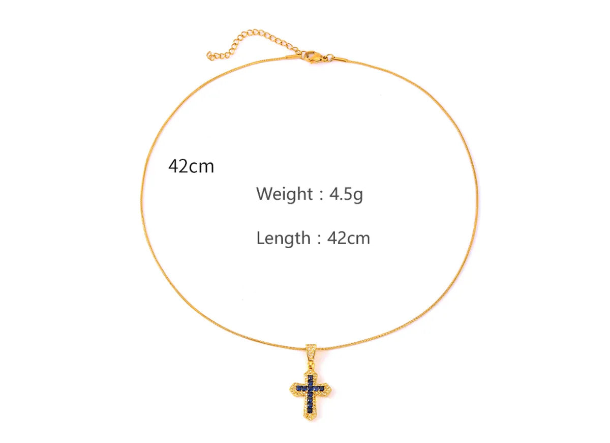 Ig Style Cross Titanium Steel Plating Inlay Zircon Pendant Necklace