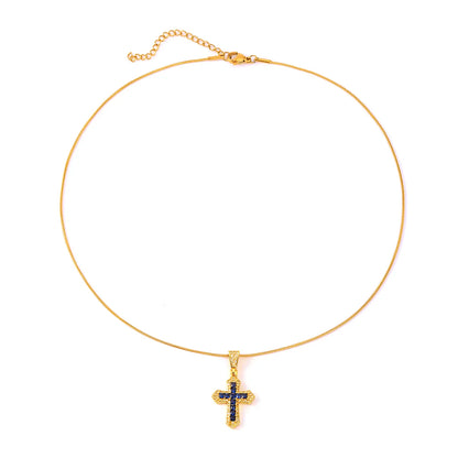 Ig Style Cross Titanium Steel Plating Inlay Zircon Pendant Necklace