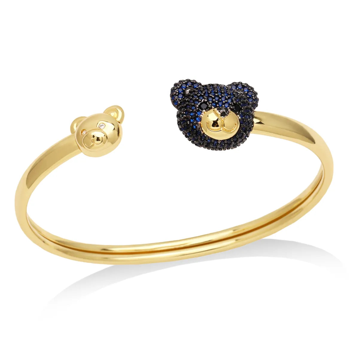 Ig Style Cute Bear Copper Plating Inlay Zircon 18k Gold Plated Bangle