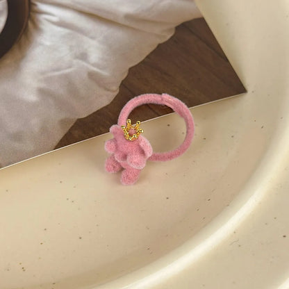 Ig Style Cute Bear Crown Alloy Flocking Women'S Open Rings