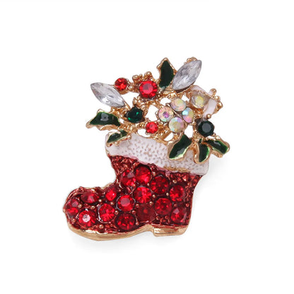 IG Style Cute Christmas Tree Santa Claus Snowflake Zinc Alloy Enamel Inlay Rhinestones Pearl Unisex Brooches