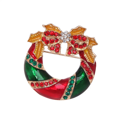 IG Style Cute Christmas Tree Santa Claus Snowflake Zinc Alloy Enamel Inlay Rhinestones Pearl Unisex Brooches