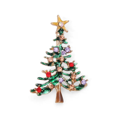 IG Style Cute Christmas Tree Santa Claus Snowflake Zinc Alloy Enamel Inlay Rhinestones Pearl Unisex Brooches