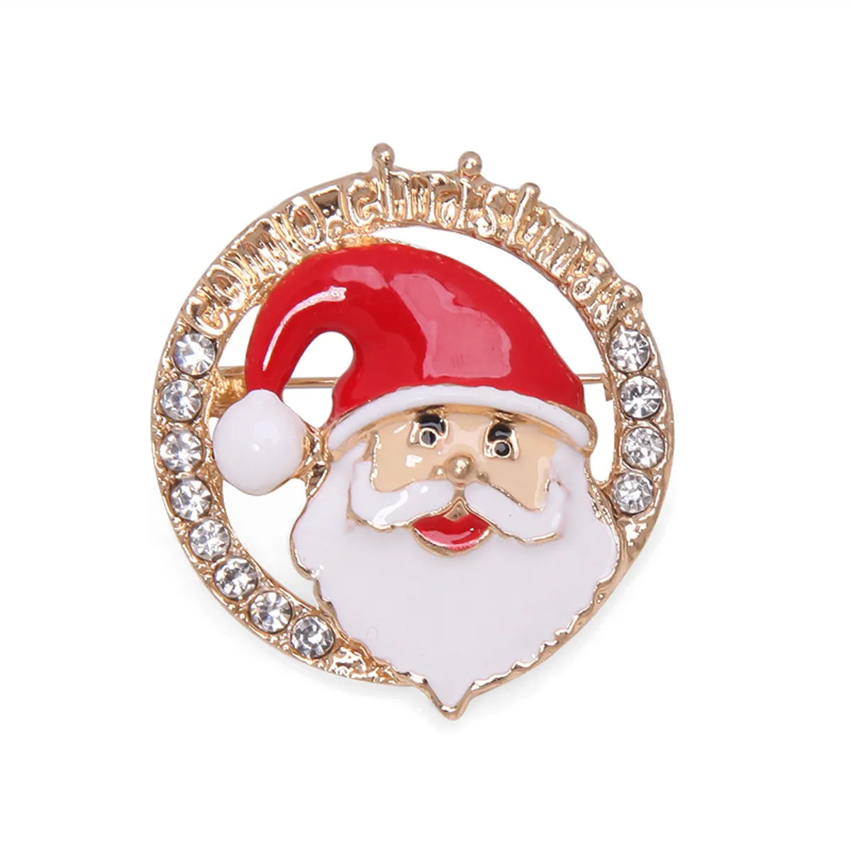 IG Style Cute Christmas Tree Santa Claus Snowflake Zinc Alloy Enamel Inlay Rhinestones Pearl Unisex Brooches