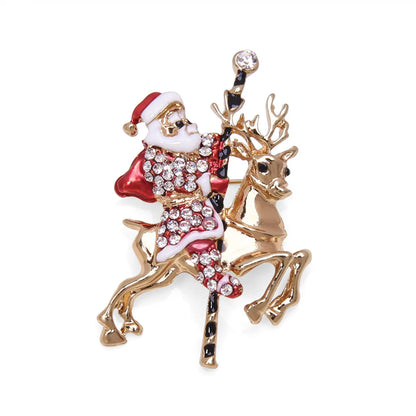 IG Style Cute Christmas Tree Santa Claus Snowflake Zinc Alloy Enamel Inlay Rhinestones Pearl Unisex Brooches