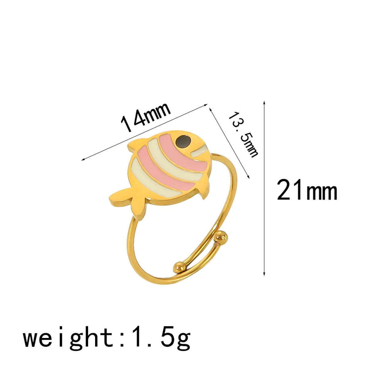 IG Style Cute Classic Style Heart Shape Butterfly Fish 304 Stainless Steel 18K Gold Plated Open Rings In Bulk