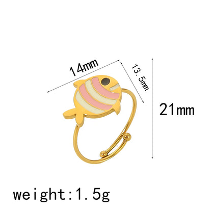 IG Style Cute Classic Style Heart Shape Butterfly Fish 304 Stainless Steel 18K Gold Plated Open Rings In Bulk