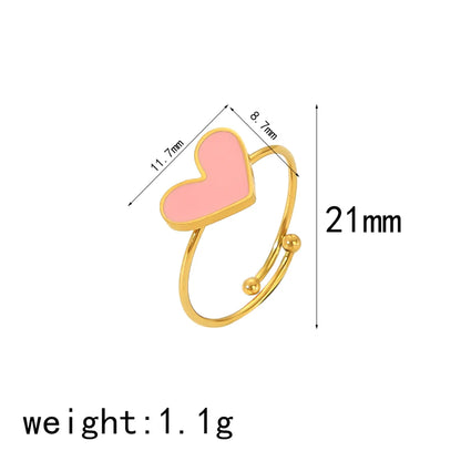 IG Style Cute Classic Style Heart Shape Butterfly Fish 304 Stainless Steel 18K Gold Plated Open Rings In Bulk