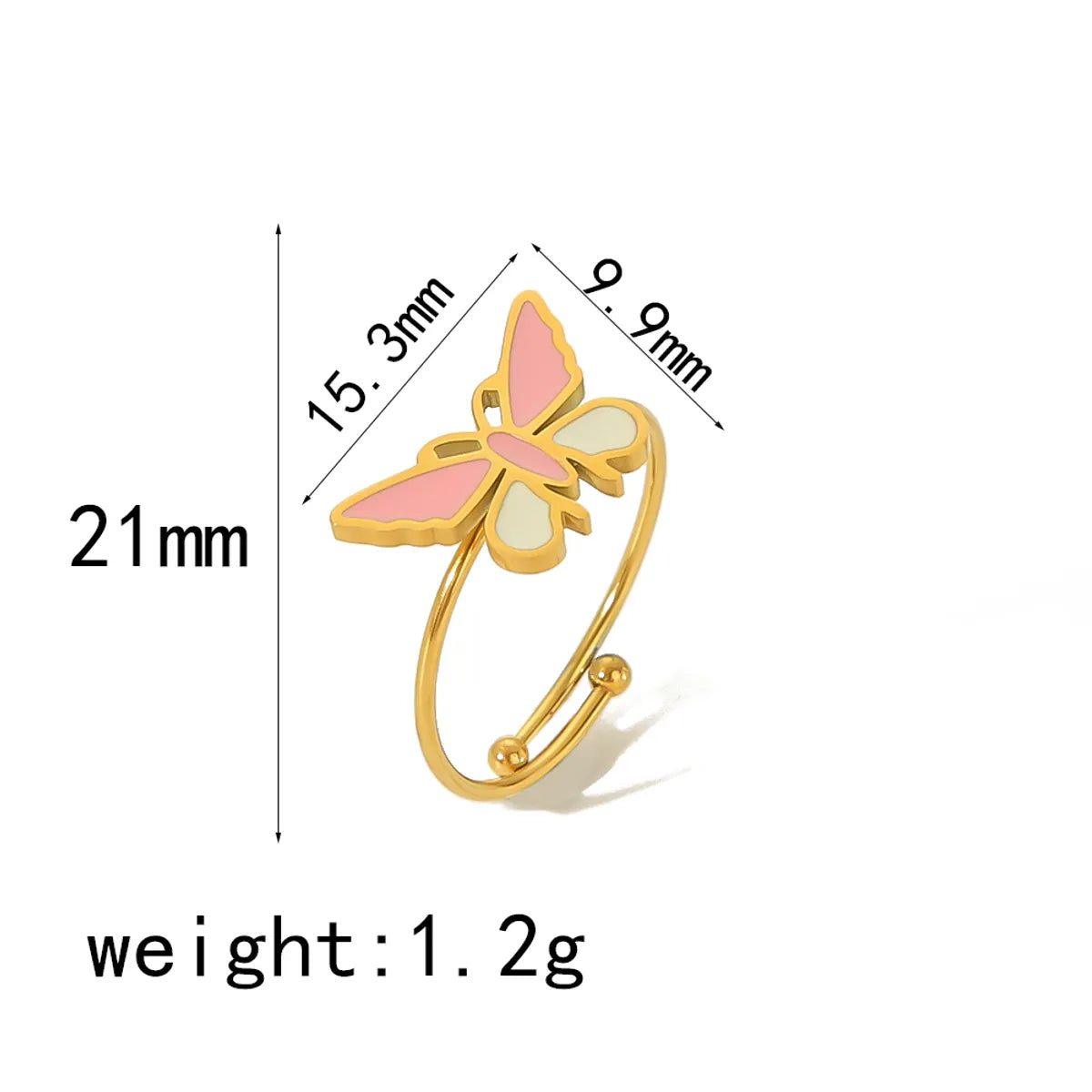 IG Style Cute Classic Style Heart Shape Butterfly Fish 304 Stainless Steel 18K Gold Plated Open Rings In Bulk