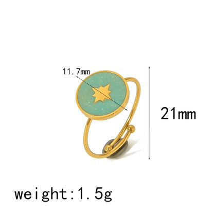 IG Style Cute Classic Style Moon Heart Shape Flower 304 Stainless Steel 18K Gold Plated Open Rings In Bulk