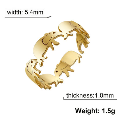 Ig Style Cute Elephant Stainless Steel Open Ring In Bulk