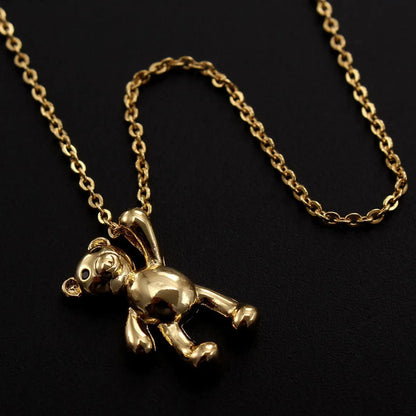 Ig Style Cute Little Bear Copper Gold Plated Zircon Pendant Necklace In Bulk