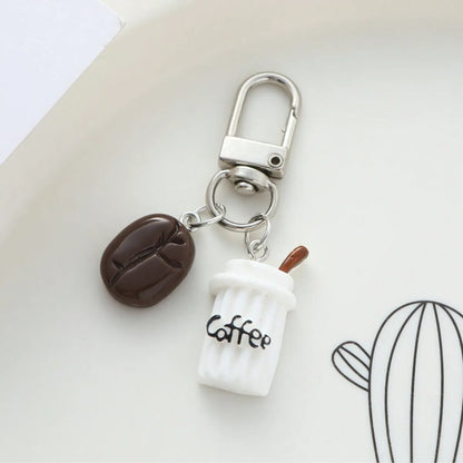 IG Style Cute Modern Style Coffee Cup Coffee Beans Letter Alloy Asymmetrical Bag Pendant Keychain