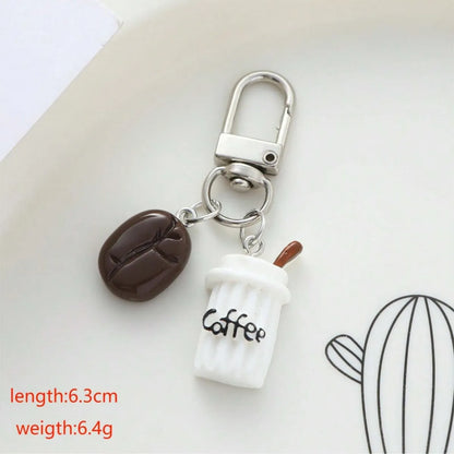 IG Style Cute Modern Style Coffee Cup Coffee Beans Letter Alloy Asymmetrical Bag Pendant Keychain