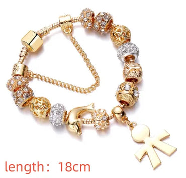 IG Style Cute Modern Style Flower Whale Alloy Brass Beaded Inlay Rhinestones Zircon Kid'S Bracelets