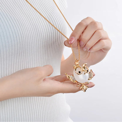 Ig Style Cute Owl Alloy Copper Inlay Opal Zircon Women's Sweater Chain