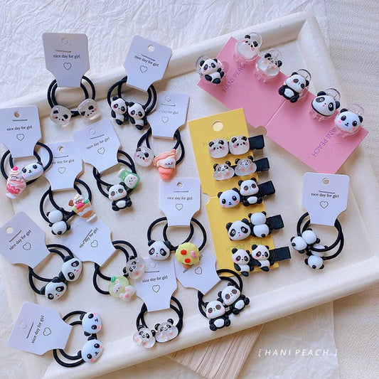 Ig Style Cute Panda Plastic Cloth Resin Hair Clip Hair Tie Hair Claws