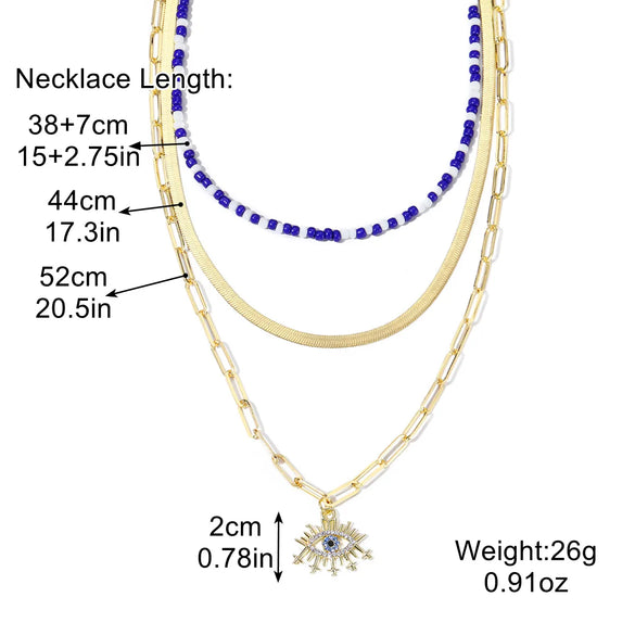 IG Style Devil'S Eye Alloy Plating Women'S Three Layer Necklace Double Layer Necklaces