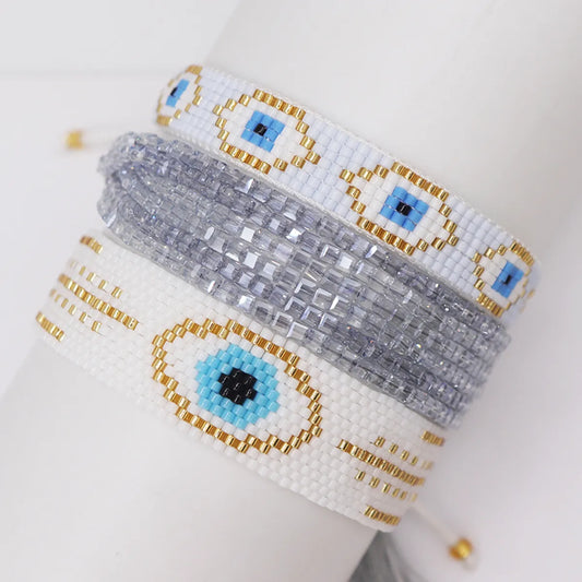 IG Style Devil's Eye Artificial Crystal Glass Knitting Women's Bracelets