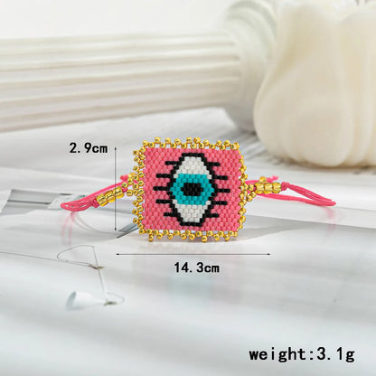 Ig Style Devil's Eye Heart Shape Arrow Glass Rope Knitting Women's Drawstring Bracelets