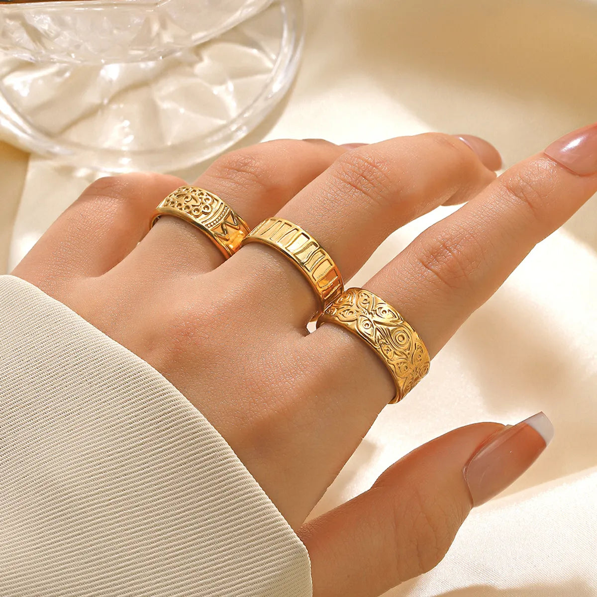 Ig Style Devil's Eye Stainless Steel Plating 18k Gold Plated Open Rings