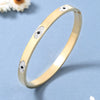 IG Style Devil'S Eye Titanium Steel 18K Gold Plated Rhinestones Bangle In Bulk