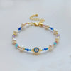 Ig Style Devil's Eye Turquoise Freshwater Pearl Seed Bead Beaded Knitting Plating 18k Gold Plated Women's Bracelets