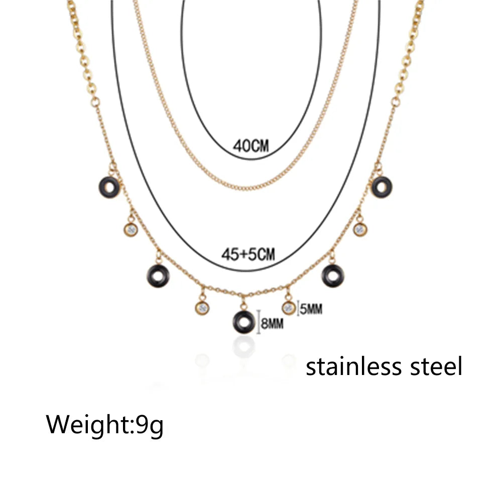 304 Stainless Steel 18K Gold Plated IG Style Elegant Polishing Plating Inlay Circle Zircon Pendant Necklace