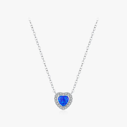 Ig Style Elegant Commute Heart Shape Sterling Silver Rhodium Plated Opal Necklace In Bulk