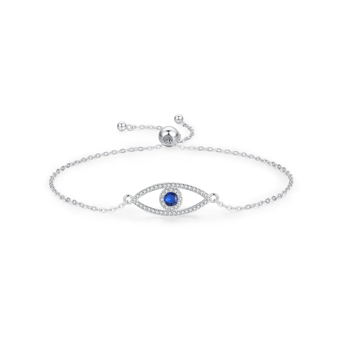 Ig Style Elegant Devil'S Eye Sterling Silver Plating Inlay Zircon Rhodium Plated Bracelets