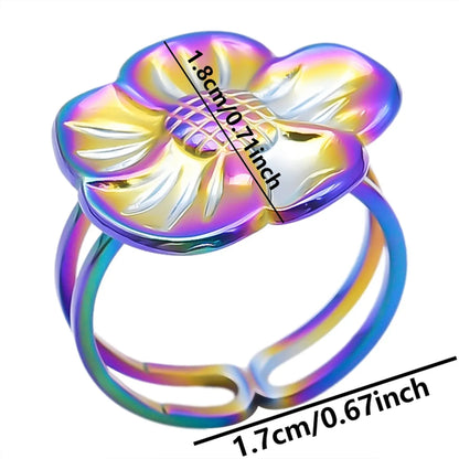 Ig Style Elegant Flower Stainless Steel Plating 18k Gold Plated Open Rings