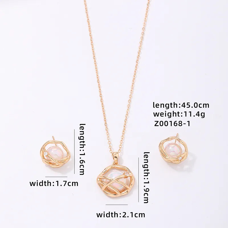 Ig Style Elegant Geometric Copper Plating Gold Plated Earrings Necklace