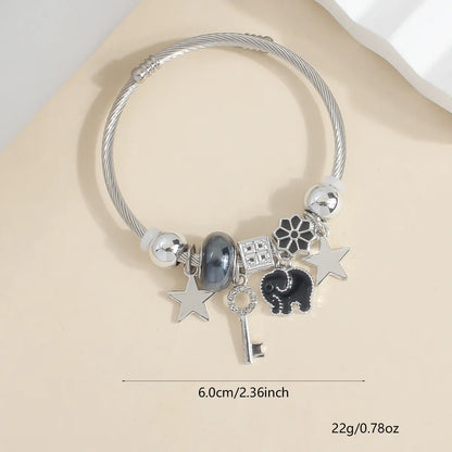 IG Style Elegant Korean Style Star Moon Butterfly 304 Stainless Steel Zircon Bangle In Bulk