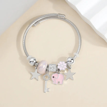 IG Style Elegant Korean Style Star Moon Butterfly 304 Stainless Steel Zircon Bangle In Bulk