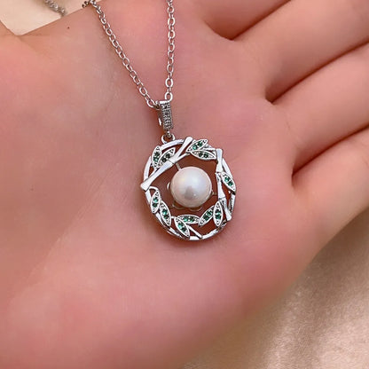 Ig Style Elegant Original Design Water Droplets Copper Plating Inlay Pearl Zircon White Gold Plated Gold Plated Pendant Necklace