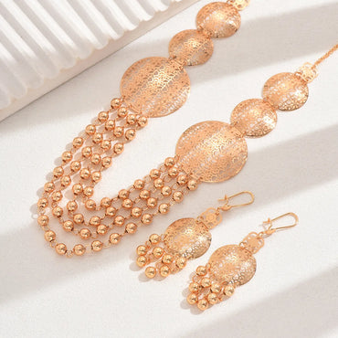 IG Style Elegant Round Flower Iron Hollow Out Imitation Gold  Women'S Jewelry Set