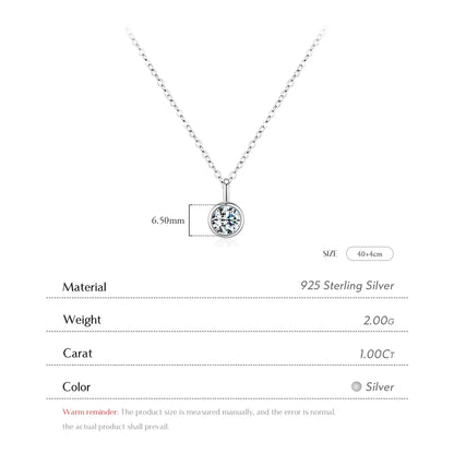 Ig Style Elegant Round Sterling Silver Gra Plating Inlay Moissanite Rhodium Plated Pendant Necklace