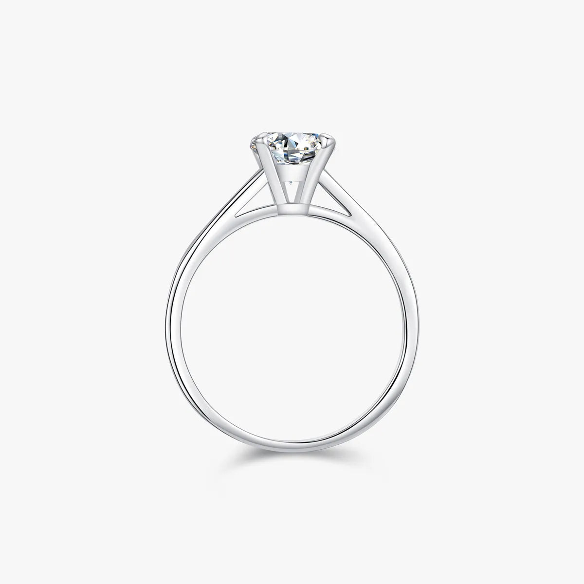 Ig Style Elegant Round Sterling Silver Gra Plating Inlay Moissanite Rhodium Plated Rings