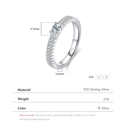 Ig Style Elegant Round Sterling Silver Plating Inlay Zircon Rhodium Plated Rings