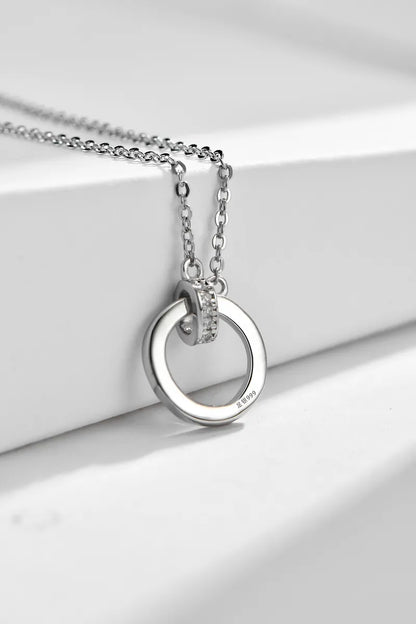 Ig Style Elegant Round Sterling Silver White Gold Plated Zircon Pendant Necklace In Bulk