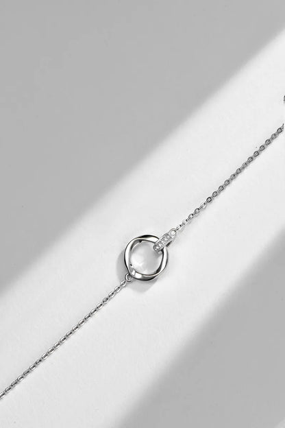 Ig Style Elegant Round Sterling Silver White Gold Plated Zircon Pendant Necklace In Bulk