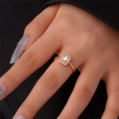 Ig Style Elegant Simple Style Geometric Leaves Copper Gold Plated Zircon Open Rings In Bulk