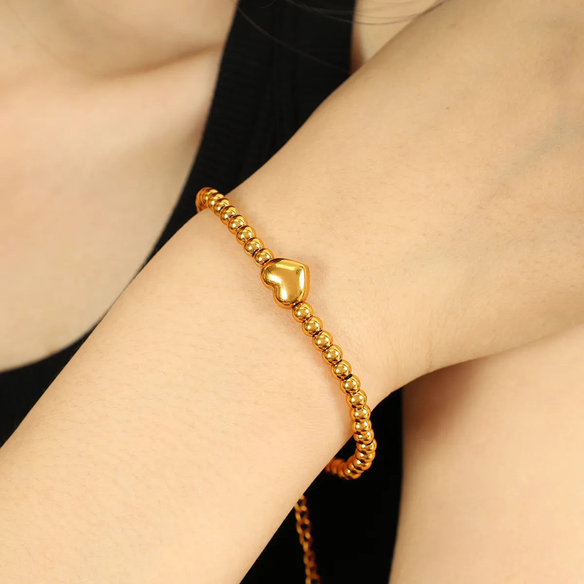 IG Style Elegant Simple Style Heart Shape 304 Stainless Steel 18K Gold Plated Bracelets In Bulk