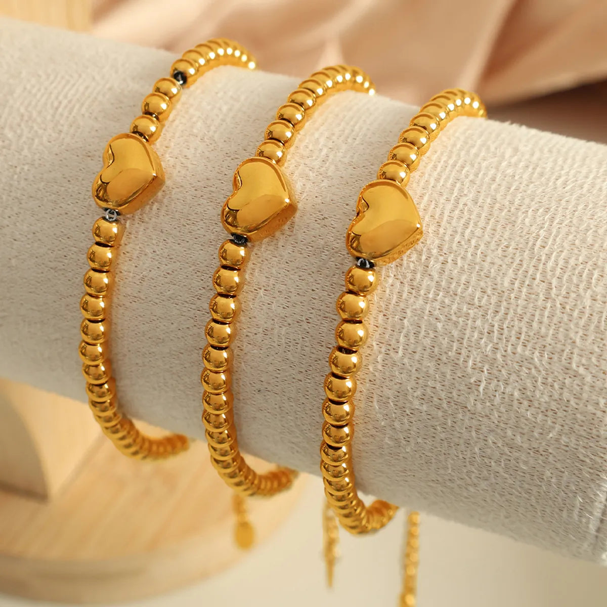 IG Style Elegant Simple Style Heart Shape 304 Stainless Steel 18K Gold Plated Bracelets In Bulk