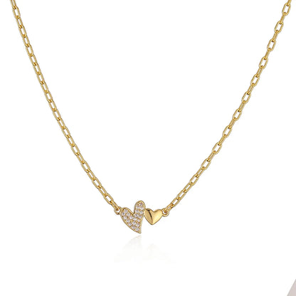 Ig Style Elegant Simple Style Heart Shape Copper Plating Inlay Zircon 18k Gold Plated Bracelets Necklace