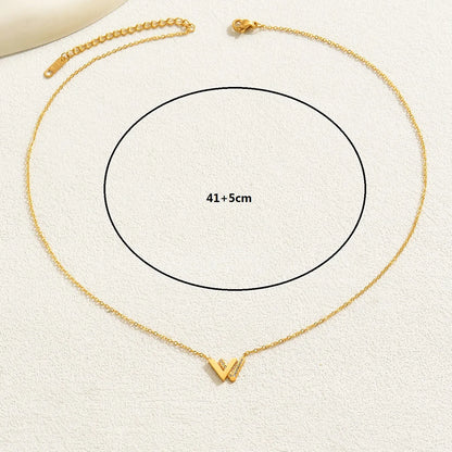 Ig Style Elegant Simple Style Letter Stainless Steel Plating Inlay Zircon 18k Gold Plated Pendant Necklace