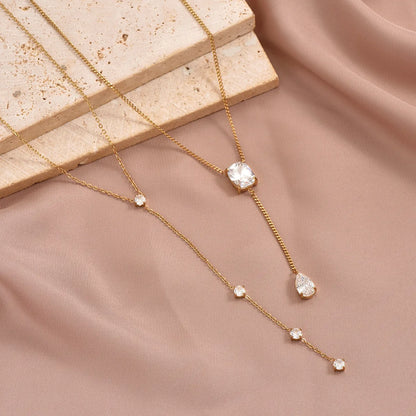 Ig Style Elegant Simple Style Round Stainless Steel Plating Inlay Zircon 14k Gold Plated Pendant Necklace