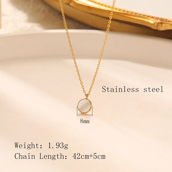 304 Stainless Steel 18K Gold Plated IG Style Elegant Simple Style Polishing Plating Round Necklace